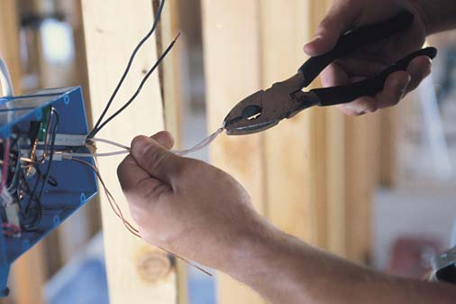 Electrician working with wiring